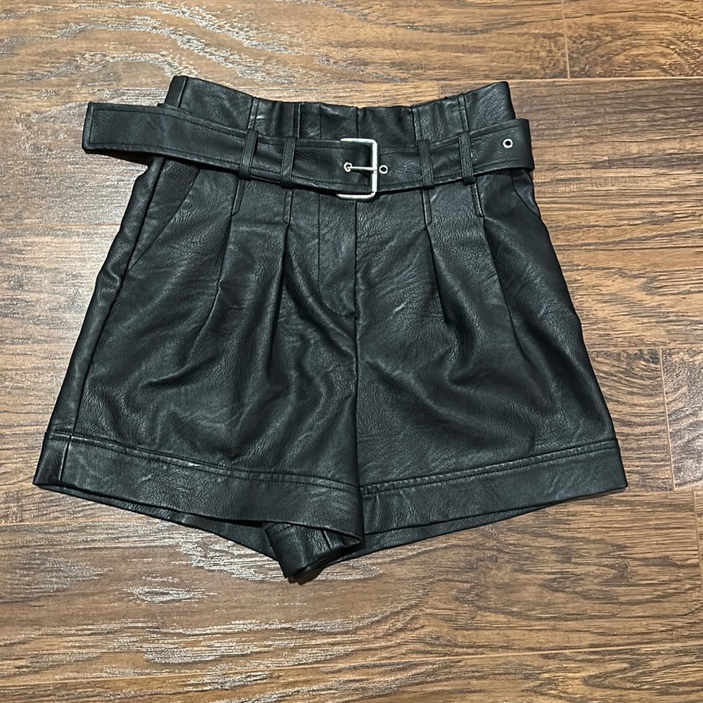 High Wasted Faux Leather Shorts